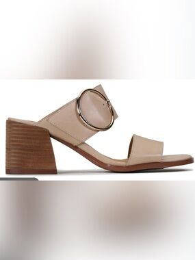**EOS Melbourne*** SART Beige Open Toe Slide in with Gold Buckle Sandals